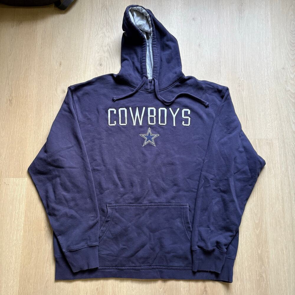 Dallas Cowboys Men's Navy Blue Embroidered Authentic Hoodie Hooded Sweatshirt XL